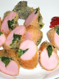 ほうれん草を食べた♪魚肉ソーセージフライ-レシピのメイン写真