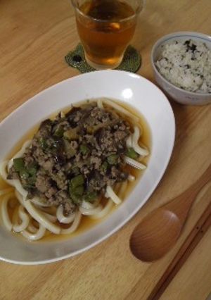 なすの肉味噌うどん-レシピのメイン写真