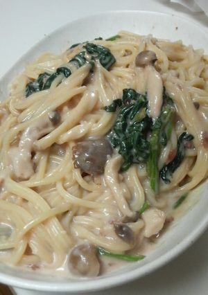 梅わさび醤油のホワイトクリームパスタ♪-レシピのメイン写真