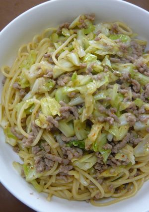 超簡単☆キャベツとひき肉の和風パスタ-レシピのメイン写真