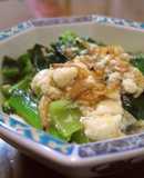豆腐と小松菜・小エビのオイスターあんかけ