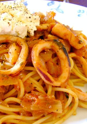 海の幸とクリームチーズのトマトパスタ-レシピのメイン写真