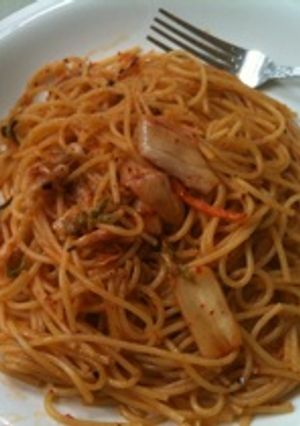 具入りラー油を使ったキムチスパゲッティ-レシピのメイン写真
