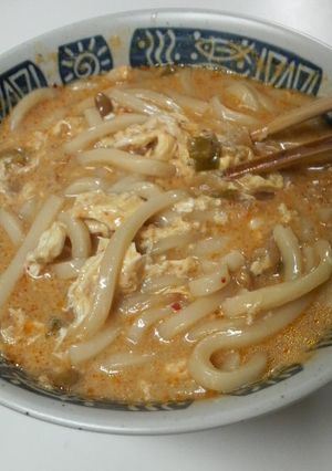 納豆キムチーズ卵マヨなジャンクうどん～♪-レシピのメイン写真