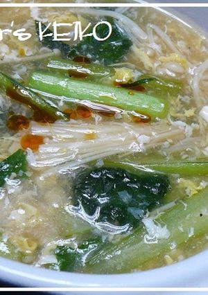 【農家のレシピ】小松菜の酸辣湯風スープ-レシピのメイン写真