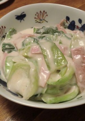 青梗菜とハムのクリーム煮-レシピのメイン写真