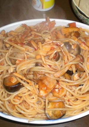 チキンのトマトソース煮パスタ-レシピのメイン写真