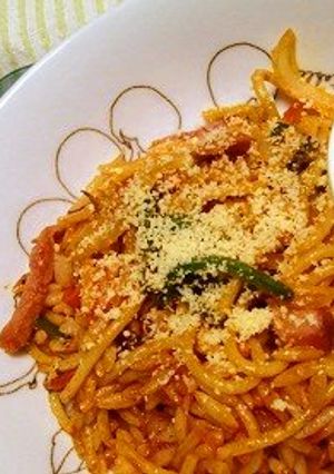 残り物のトマトパスタで「パスタ飯」♪-レシピのメイン写真