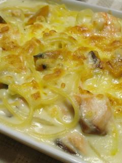 鮭のクリームスパゲティグラタン♪-レシピのメイン写真