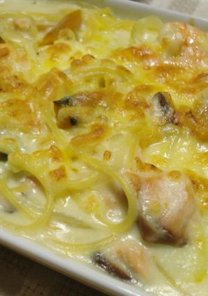 鮭のクリームスパゲティグラタン♪-レシピのメイン写真