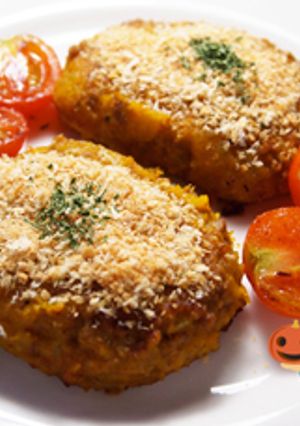 カリカリパン粉とカボチャとひき肉焼き-レシピのメイン写真