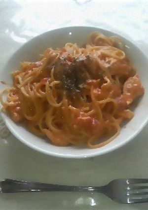 フライパンでトマトクリームパスタ-レシピのメイン写真