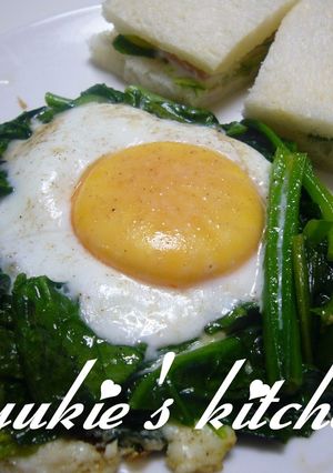 朝から栄養！ほうれん草目玉焼き❤-レシピのメイン写真