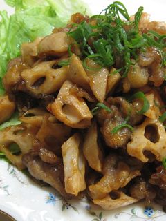蓮根と豚肉の甘辛炒め-レシピのメイン写真