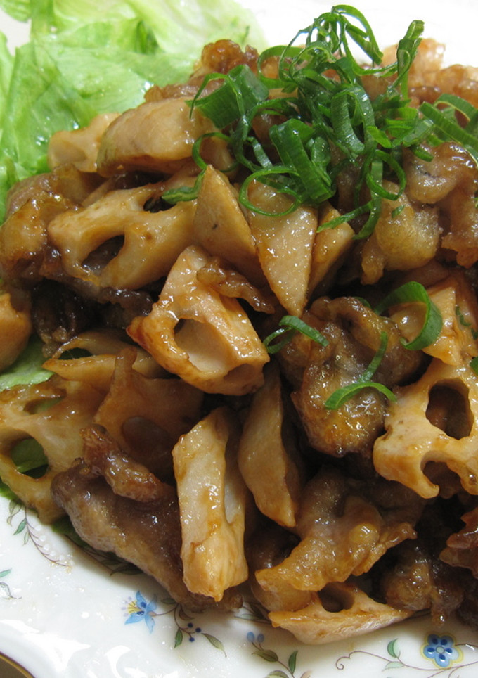 蓮根と豚肉の甘辛炒め-レシピのメイン写真
