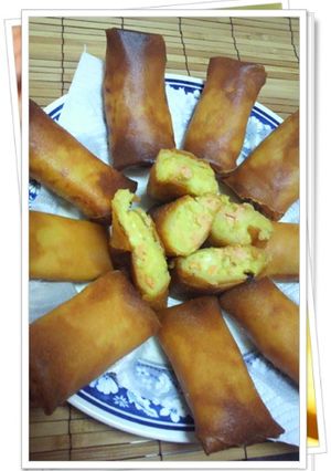 皮パリッ❤ポテト&鮭のカレーチーズ春巻き-レシピのメイン写真