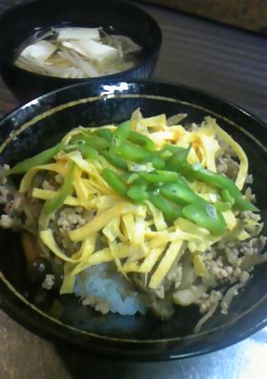ごぼうとしめじのそぼろ丼-レシピのメイン写真