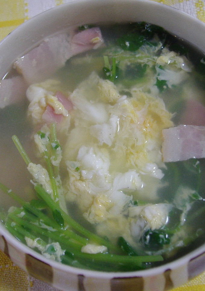 豆苗と卵のスープ-レシピのメイン写真