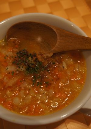 栄養満点♪にんじんと押し麦のスープ-レシピのメイン写真