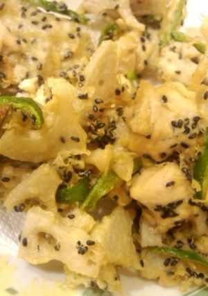 鶏肉ﾋﾟｰﾏﾝ&ﾚﾝｺﾝのｺﾞﾏかき揚げ-レシピのメイン写真