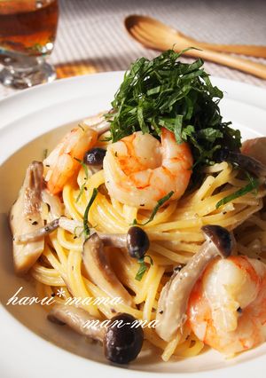 海老ときのこのわさびクリームパスタ-レシピのメイン写真