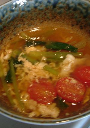奇跡の一杯★小松菜とトマトのスープ-レシピのメイン写真