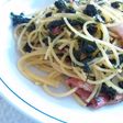 セロリの葉の佃煮でスパゲティ
