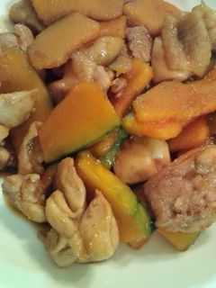 簡単!鶏肉とかぼちゃの甘辛炒め-レシピのメイン写真