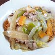 素麺で五目かた焼きそば( ´艸`)