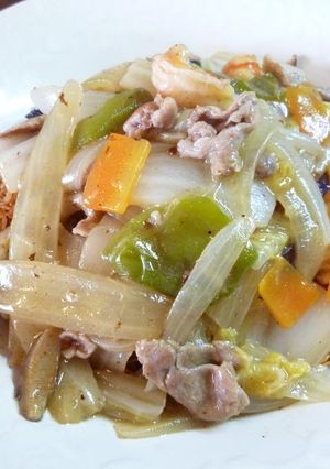 素麺で五目かた焼きそば( ´艸`)-レシピのメイン写真