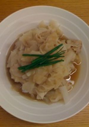 ひらひら大根と豚肉のにんにくじょうゆあえ-レシピのメイン写真