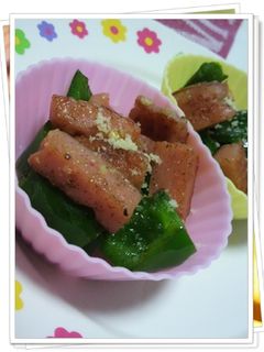 お魚ハンバーグとピーマンのクレチー炒め❤-レシピのメイン写真