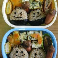 รูปของ ❤キャラ弁❤秋!茶飯でクリおにぎり