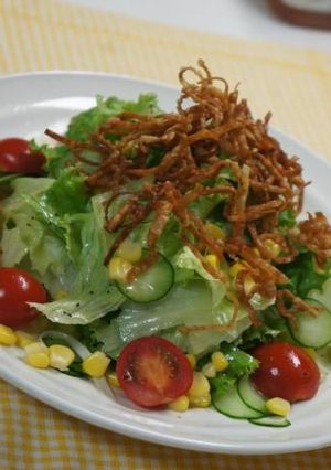 サクサク♪ワンタンの皮でグリーンサラダ-レシピのメイン写真