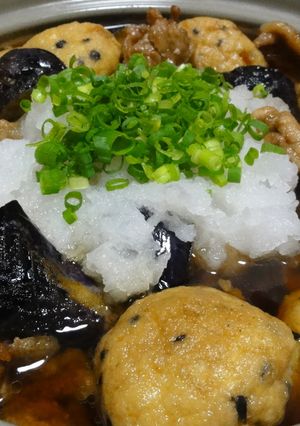 めんつゆで簡単がんもと揚げ茄子のみぞれ鍋-レシピのメイン写真