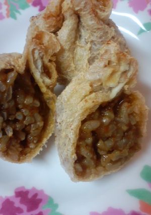 簡単☆余ったカレーでカレー巾着揚げ！-レシピのメイン写真