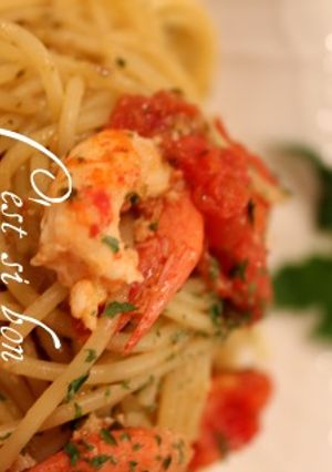 えび・プチトマト・バジルのパスタ-レシピのメイン写真