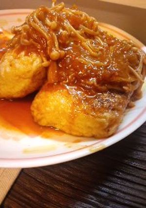 鶏挽肉の油揚げ包み焼き～トマトソースがけ-レシピのメイン写真