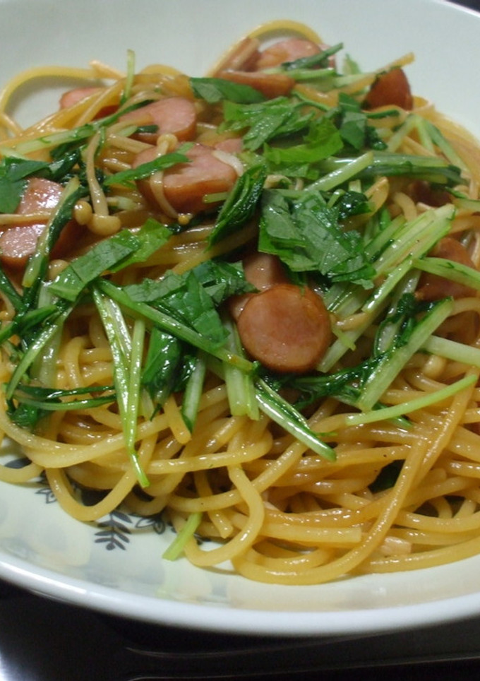 水菜とウインナーの簡単和風パスタ☆-レシピのメイン写真