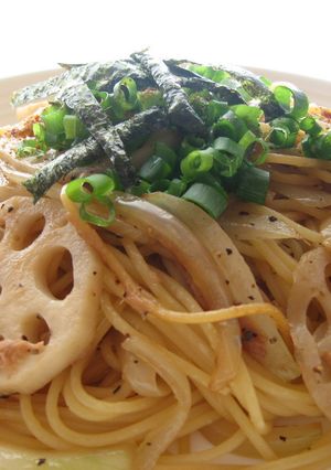 男子も大好きシャキシャキ蓮根の和風パスタ-レシピのメイン写真
