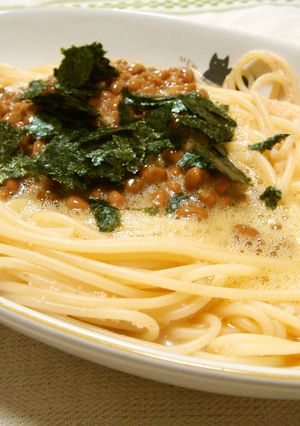 ふわとろ♥たらこスパの卵納豆がけ-レシピのメイン写真