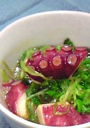 たこと青菜（つまみ菜）の和え物-レシピのメイン写真