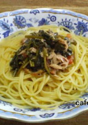 休日のお昼に!簡単空心菜のトマトパスタ-レシピのメイン写真