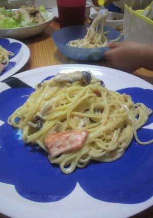 塩鮭ときのこのクリームパスタ-レシピのメイン写真