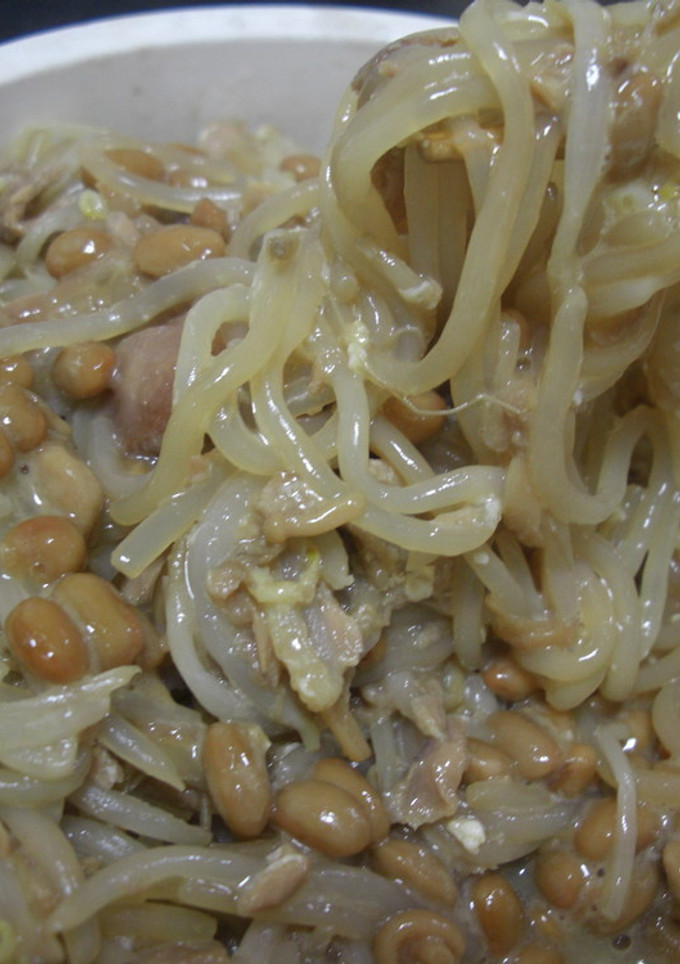 しらたきともやしのツナ玉納豆いため-レシピのメイン写真
