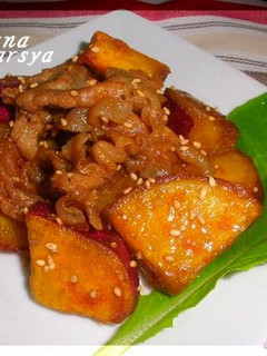 おいしい♪さつま芋と豚肉のこっくり煮-レシピのメイン写真
