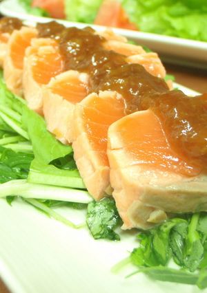 ✿炙りサーモンの梅肉ソースがけ✿-レシピのメイン写真