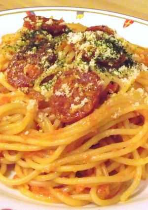 チョリソ-と人参のナポリタン風パスタ-レシピのメイン写真