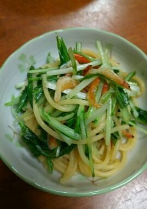 水菜と桜海老のペペロンチーノ-レシピのメイン写真