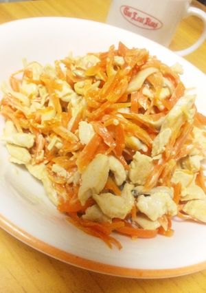 人参ササミエリンギのバター醤油マヨ炒め-レシピのメイン写真